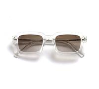 OPULIZE EDG Sunglasses for Men & Women - Vintage Rectangular Transparent Frame with Spring Hinges - Trendy Retro Sunglasses with UV400 Protection Lenses - Clear with Grey Gradient Lenses