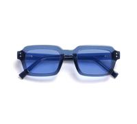 OPULIZE EDG Sunglasses for Men & Women - Vintage Rectangular Transparent Frame with Spring Hinges - Trendy Retro Sunglasses with UV400 Protection Lenses - Transparent Blue with Light Blue Lenses