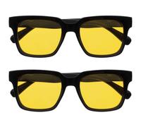 OPULIZE ERA Occhiali da sole donna e uomo - Confezione da 2 - Lenti Polarizzate UV400 Antiriflesso e Antibagliore - Oversize e Rettangolare - Cerniere a molla - Nero - Lenti Gialle
