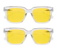 OPULIZE ERA Occhiali da sole donna e uomo - Confezione da 2 - Lenti Polarizzate UV400 Antiriflesso e Antibagliore - Oversize e Rettangolare - Cerniere a molla - Lenti Trasparenti E Gialle