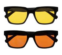 OPULIZE ERA Occhiali da sole donna e uomo - Confezione da 2 - Lenti Polarizzate UV400 Antiriflesso e Antibagliore - Oversize e Rettangolare - Cerniere a molla - Nero - Lenti Gialle / Arancioni