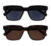 OPULIZE ERA Occhiali da sole donna e uomo - Confezione da 2 - Lenti Polarizzate UV400 Antiriflesso e Antibagliore - Oversize e Rettangolare - Cerniere a molla - Nero / Marrone - Lenti Nere / Marroni