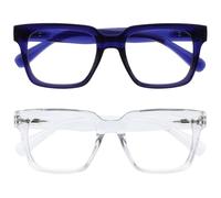 OPULIZE ERA Occhiali luce blu donna e uomo - Antiriflesso e Antibagliore - Confezione da 2 - Occhiali per computer - Protezione UV - Oversize e Rettangolare - Blu / Trasparente