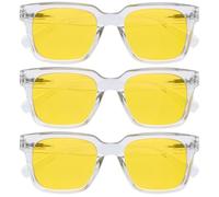 OPULIZE ERA Occhiali luce blu donna e uomo - Antiriflesso e Antibagliore - Confezione da 3 - Occhiali per computer - Protezione UV - Oversize e Rettangolare - Chiaro - Lenti Gialle