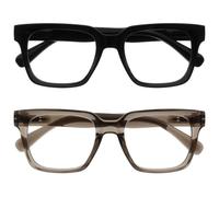 OPULIZE ERA Occhiali luce blu donna e uomo - Occhiali da lettura Antiriflesso Antibagliore - Confezione da 2 - UV400 Occhiali per computer Oversize Rettangolare - Nero / Grigio - +2,50