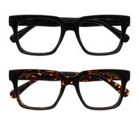 OPULIZE ERA Occhiali luce blu donna e uomo - Occhiali da lettura Antiriflesso Antibagliore - Confezione da 2 - UV400 Occhiali per computer Oversize Rettangolare - Nero/Marrone - +3,50