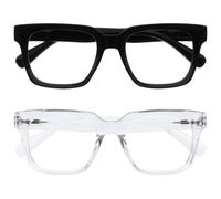 OPULIZE ERA Occhiali luce blu donna e uomo - Occhiali da lettura Antiriflesso Antibagliore - Confezione da 2 - UV400 Occhiali per computer Oversize Rettangolare - Nero / Chiaro - +3,00