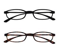OPULIZE Fly 2 Pacco Tascabile Super Luce Occhiali Da Lettura Nero Opaco Marrone Uomo Donna RR67-12 +1,00