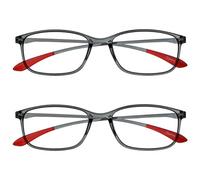 OPULIZE Ice 2 Pacco Super Leggero Occhiali Da Lettura Cristallo Grigio Donna Uomo Cerniere Molla RR61-7 +3,50