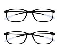 OPULIZE Ice 2 Pacco Super Leggero Occhiali Da Lettura Nero Grigio Donna Uomo Cerniere Molla RR61-1 +2,50