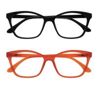 OPULIZE KAT Set di 2 Occhiali da Lettura - Montatura a Occhi di Gatto - Nero, Arancione - Uomo e Donna - Cerniere a Molla - RR59-1G - +2.50