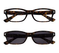 OPULIZE Marrone Tartaruga Lettori Con Uv400 Lettore Sole Valore Pacco Doppio Uomo Donna Rs10-2 +2,00-70 Gr
