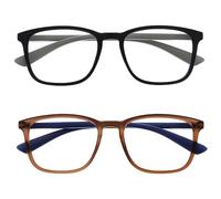 OPULIZE Max Occhiali da Lettura - Confezione da 2 - Montatura Classica Rettangolare Grande - Marrone Nero Opaco - Uomo Donna Unisex - RR78-12 - +1.50