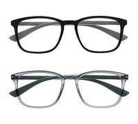 OPULIZE Max Occhiali da Lettura - Confezione da 2 - Montatura Classica Rettangolare Grande - Nero Grigio Opaco - Uomo Donna Unisex - RR78-17 - +1.00