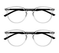 OPULIZE Met 2 Pacco Chiaro Nero Occhiali Da Lettura Grande Giro Uomo Donna Cerniere Molla RR60-C +1,50