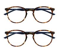OPULIZE Met 2 Pacco Marrone Tartaruga Blu Navy Occhiali Da Lettura Grande Giro Uomo Donna Cerniere Molla RR60-2 +1,00