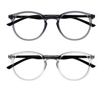 OPULIZE Met 2 Pacco Occhiali Da Lettura Grande Giro Grigio Chiaro Uomo Donna Cerniere Molla RR60-7C +0,00