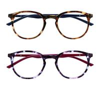 OPULIZE Met 2 Pacco Occhiali Da Lettura Grande Giro Marrone Porpora Uomo Donna Cerniere Molla RR60-25 +3,50