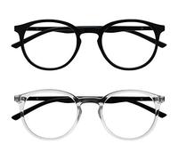 OPULIZE Met 2 Pacco Occhiali Da Lettura Grande Giro Nero Chiaro Uomo Donna Cerniere Molla RR60-1C +2,50