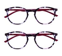 OPULIZE Met 2 Pacco Viola Tartaruga Rosso Ciliegia Occhiali Da Lettura Grande Giro Uomo Donna Cerniere Molla RR60-5 +2,50