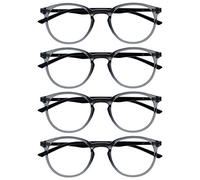 OPULIZE Met 4 Pacco Grigio Nero Occhiali Da Lettura Grande Giro Uomo Donna Cerniere Molla RRRR60-7 +2,50