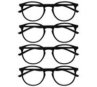 OPULIZE Met 4 Pacco Nero Occhiali Da Lettura Grande Giro Uomo Donna Cerniere Molla RRRR60-1 +0,00