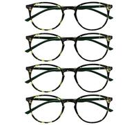 OPULIZE Met 4 Pacco Verde Tartaruga Occhiali Da Lettura Grande Giro Uomo Donna Cerniere Molla RRRR60-6 +2,50
