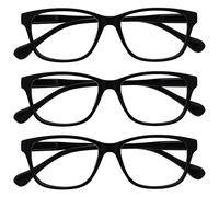OPULIZE Nero Leggero Occhiali Da Lettura Valore 3 Pacco Stile Designer Uomo Donna Astuccio Compreso Uvr3Pk027Blk +3,00-88 Gr