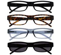 OPULIZE Nero Marrone Grigio Lettori Con Nero Uv400 Lettore Sole Valore 4 Pacco Uomo Donna Rrrs32-1271 +2,00-88 Gr