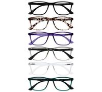 OPULIZE NYX Occhiali luce blu donna e uomo - Occhiali da lettura Antibagliore Confezione da 6 - Occhiali per computer - Protezione UV - Rettangolare - Nero Marrone Viola Grigio Chiaro Turchese +3.00