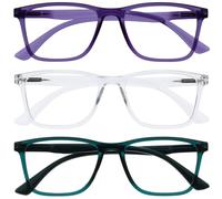 OPULIZE NYX Occhiali luce blu donna e uomo - Occhiali da lettura Antibagliore - Occhiali per computer - Confezione da 3 - Protezione UV - Rettangolare - Viola Chiaro Turchese - + 3.50