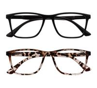 OPULIZE NYX Occhiali luce blu donna e uomo - Occhiali da lettura Antibagliore - Occhiali per computer - Confezione da 2 - Protezione UV - Rettangolare - Nero Marrone - + 1.00