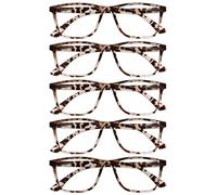 OPULIZE NYX Occhiali luce blu donna e uomo - Occhiali da lettura Antibagliore - Occhiali per computer - Confezione da 5 - Protezione UV - Rettangolare - Tartaruga marrone - + 3.00