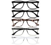 OPULIZE NYX Occhiali luce blu donna e uomo - Occhiali da lettura Antibagliore - Occhiali per computer - Confezione da 5 - Protezione UV - Rettangolare - Nero Marrone Grigio Chiaro - + 2.50