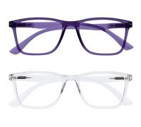 OPULIZE NYX Occhiali luce blu donna e uomo - Occhiali da lettura Antibagliore - Occhiali per computer - Confezione da 2 - Protezione UV - Rettangolare - Viola Chiaro - + 1.00