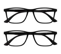 OPULIZE NYX Occhiali luce blu donna e uomo - Occhiali da lettura Antibagliore - Occhiali per computer - Confezione da 2 - Protezione UV - Rettangolare - Nero - + 3.50
