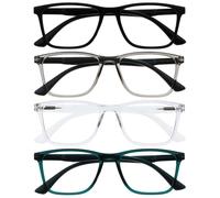 OPULIZE NYX Occhiali luce blu donna e uomo - Occhiali per computer Antibagliore - Confezione da 4 - Protezione UV - Rettangolare - Nero Grigio Chiaro Turchese