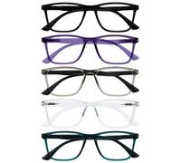 OPULIZE NYX Occhiali luce blu donna e uomo - Occhiali per computer Antibagliore - Confezione da 5 - Protezione UV - Rettangolare - Nero Viola Grigio Chiaro Turchese
