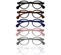 OPULIZE OCA Occhiali da lettura - Pacco da 6 - Montatura Moderna Retró Rotonda - Nero Marrone Blu Rosa Grigio Bianco - Uomini Donne - RRRRRR54-12347W - +3.00