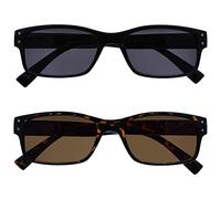 OPULIZE Occhiali Da Lettura 2 Pacco Uomo Grande Nero Marrone Tartaruga Lettori Sole UV400 Cerniere Molla SS11-12 +2,50