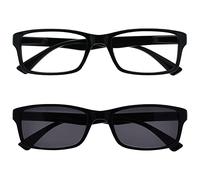 OPULIZE Occhiali Da Lettura Nero Lettori Coordinata Con Lettore Sole Valore Pacco Doppio Uomo Donna UVSR2092BK +3,50