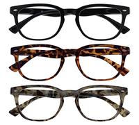 OPULIZE Occhiali Da Lettura Nero Marrone Grigio Wrap Lettori Valore 3 Pacco Stile Gregory Peck Uomo Donna RRR14-12T7 +1,00