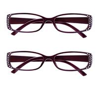OPULIZE Occhiali Da Lettura Stile Diamonte Nero E Viola Lettori Valore 2 Pacco Stile Designer Donna Signora RR93-5 +2,50