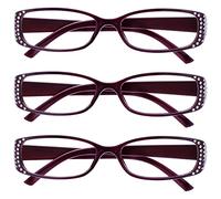OPULIZE Occhiali Da Lettura Stile Diamonte Nero E Viola Lettori Valore 3 Pacco Stile Designer Donna Signora UVR3093P +1,00