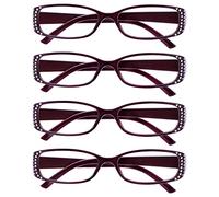 OPULIZE Occhiali Da Lettura Stile Diamonte Nero E Viola Lettori Valore 4 Pacco Stile Designer Donna Signora UVR4093P +2,00