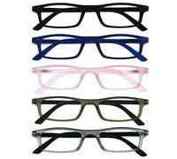 OPULIZE Occhiali da lettura Ted Pack stretto opaco leggero telaio cerniere a molla antigraffio Mens Womens R17, Nero opaco/Blu Navy Opaco/Rosa Opaco/Cachi Opaco/Grigio Opaco Nero, +2.00 Magnification