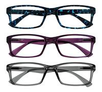 OPULIZE Pep Occhiali da Lettura, Blu Tartaruga/Porpora/Grigio, +3,50 Diottrie Unisex