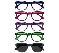 OPULIZE Pop 5 Pacco Occhiali Da Lettura Con Lettore Sole Retrò Blu Rosa Porpora Verde Grigio Uomo Donna RRRRS2-34567 +1,00