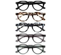 OPULIZE RIO Set da 5 Occhiali da Lettura Anti Luce Blu - Montatura Bordo Superiore Piatto - Nero, Marrone, Blu Maculato, Verde, Grigio - BBBBB53-12367 - +3.50
