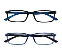 OPULIZE See - Occhiali da Lettura Filtro Set da 2 Luce Blu Montatura Stretta Cerniere a Molla Migliorano il Sonno Gaming Computer Anti Riflesso Nero Blu Trasparente Uomo Donna BB9-13 +1.00